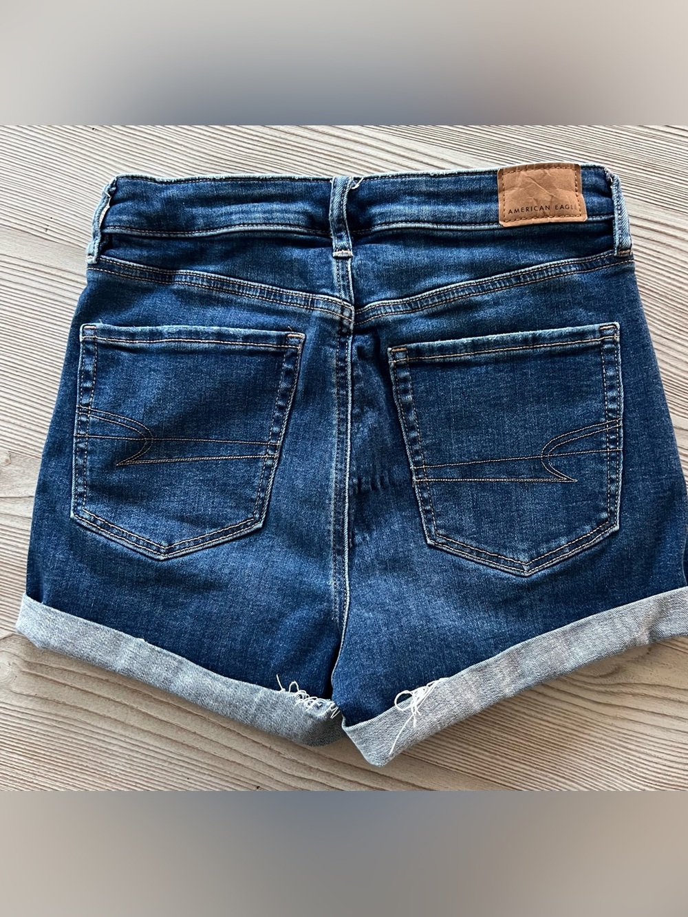 American Eagle Outfitters Indigo Blue Cuffed Denim Shorts - Picture 4 of 5